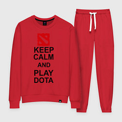 Костюм хлопковый женский Keep Calm & Play Dota, цвет: красный