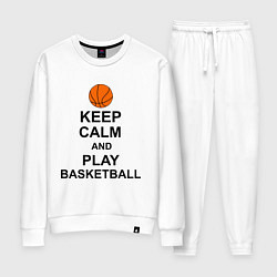 Костюм хлопковый женский Keep Calm & Play Basketball, цвет: белый
