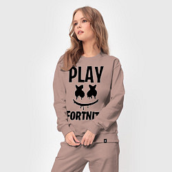 Костюм хлопковый женский Marshmello: Play Fortnite, цвет: пыльно-розовый — фото 2