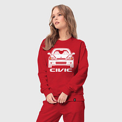 Костюм хлопковый женский Honda Civic EK 6, цвет: красный — фото 2