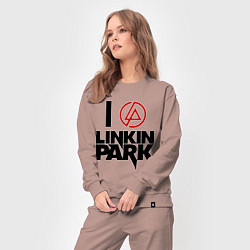 Костюм хлопковый женский I love Linkin Park, цвет: пыльно-розовый — фото 2