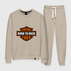 Костюм хлопковый женский Born to rock, цвет: миндальный