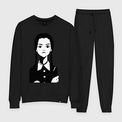 Костюм хлопковый женский Wednesday Addams, цвет: черный