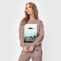 Костюм хлопковый женский I WANT TO BELIEVE, цвет: пыльно-розовый — фото 2