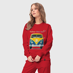 Костюм хлопковый женский Я люблю вас Yellow-blue bus, цвет: красный — фото 2