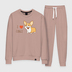 Костюм хлопковый женский I LOVE CORGI, цвет: пыльно-розовый