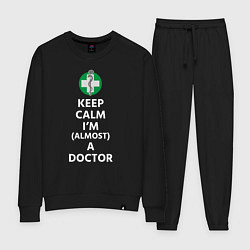 Костюм хлопковый женский Keep calm I??m a doctor, цвет: черный