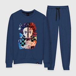 Костюм хлопковый женский KIMETSU NO YAIBA, цвет: тёмно-синий