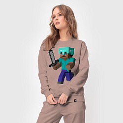 Костюм хлопковый женский Майнкрафт, цвет: пыльно-розовый — фото 2