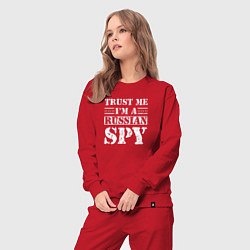 Костюм хлопковый женский Trust me im a RUSSIAN SPY, цвет: красный — фото 2