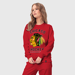 Костюм хлопковый женский CHICAGO BLACKHAWKS NHL, цвет: красный — фото 2