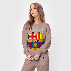 Костюм хлопковый женский Barcelona FC, цвет: пыльно-розовый — фото 2