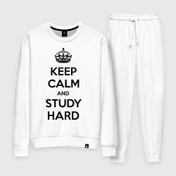 Костюм хлопковый женский Keep Calm & Study Hard, цвет: белый