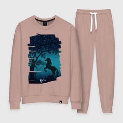 Костюм хлопковый женский Конь, цвет: пыльно-розовый