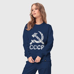 Костюм хлопковый женский СССР, цвет: тёмно-синий — фото 2