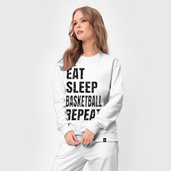 Костюм хлопковый женский EAT SLEEP BASKETBALL REPEAT, цвет: белый — фото 2