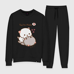 Костюм хлопковый женский Влюблённые котята, цвет: черный