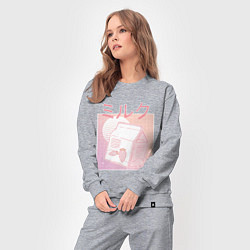 Костюм хлопковый женский Vaporwave Strawberry Milk, цвет: меланж — фото 2