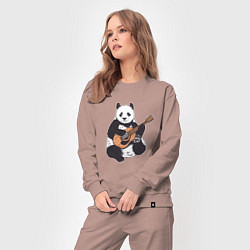 Костюм хлопковый женский Панда гитарист Panda Guitar, цвет: пыльно-розовый — фото 2