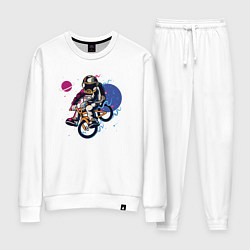Костюм хлопковый женский Космонавт на велосипеде, цвет: белый