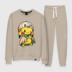 Костюм хлопковый женский Пикачу - совенок, цвет: миндальный