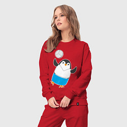 Костюм хлопковый женский Волейбол - Пингвин, цвет: красный — фото 2