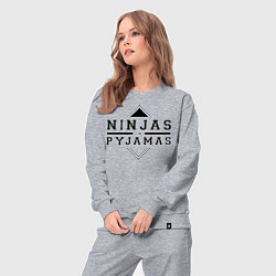 Костюм хлопковый женский Ninjas In Pyjamas, цвет: меланж — фото 2