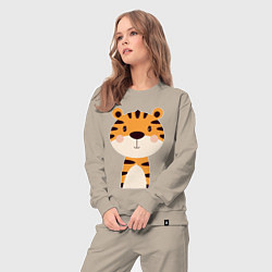 Костюм хлопковый женский Cartoon Tiger, цвет: миндальный — фото 2