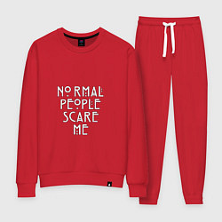 Костюм хлопковый женский Normal people scare me аиу, цвет: красный