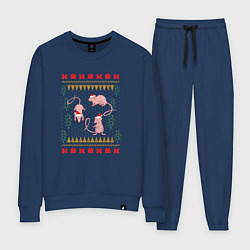 Костюм хлопковый женский Рождественский свитер Лабораторные мыши, цвет: тёмно-синий