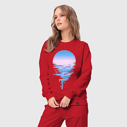 Костюм хлопковый женский Луна море, цвет: красный — фото 2