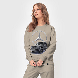 Костюм хлопковый женский Mercedes Gelendwagen G63 AMG G-class G400d, цвет: миндальный — фото 2