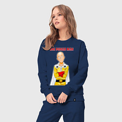 Костюм хлопковый женский Сайтама безразличие One Punch-Man, цвет: тёмно-синий — фото 2