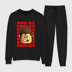 Костюм хлопковый женский ROBLOX RED LOGO LEGO FACE, цвет: черный