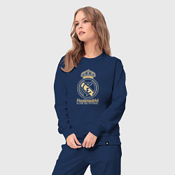 Костюм хлопковый женский Real Madrid gold logo, цвет: тёмно-синий — фото 2