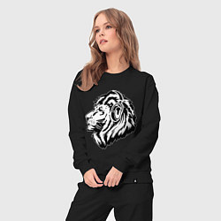 Костюм хлопковый женский Лев в наушниках, цвет: черный — фото 2