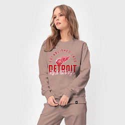 Костюм хлопковый женский Detroit Red Wings Детройт Ред Вингз, цвет: пыльно-розовый — фото 2