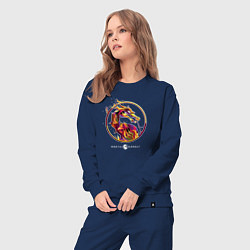 Костюм хлопковый женский Мортал Комбат Скорпион эмблема, цвет: тёмно-синий — фото 2