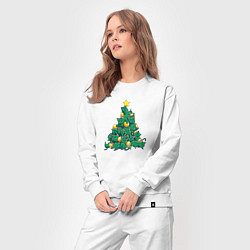 Костюм хлопковый женский Christmas Tree Made Of Green Cats, цвет: белый — фото 2