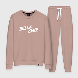 Костюм хлопковый женский БУМАЖНЫЙ ДОМ, BELLA CIAO!, цвет: пыльно-розовый