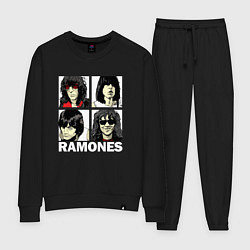 Костюм хлопковый женский Ramones, Рамонес Портреты, цвет: черный