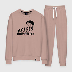 Костюм хлопковый женский Рожденный летать, цвет: пыльно-розовый