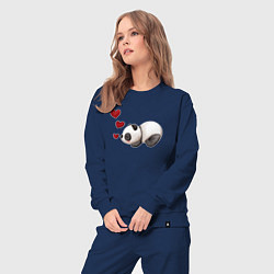 Костюм хлопковый женский Панда с сердечками, цвет: тёмно-синий — фото 2
