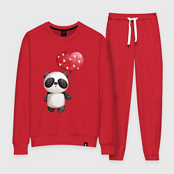 Костюм хлопковый женский Панда с шариком в виде сердца, цвет: красный