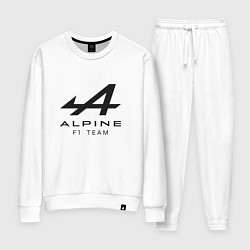 Костюм хлопковый женский Alpine F1 team Black Logo, цвет: белый