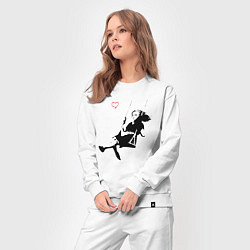 Костюм хлопковый женский Banksy - Бэнкси девочка на качелях, цвет: белый — фото 2
