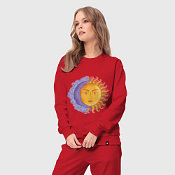 Костюм хлопковый женский Солнца и луна с лицами, цвет: красный — фото 2