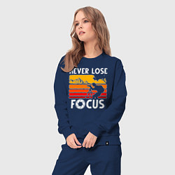 Костюм хлопковый женский Never lose focus, цвет: тёмно-синий — фото 2