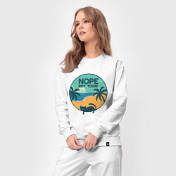 Костюм хлопковый женский Кот Nop not today, цвет: белый — фото 2