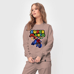 Костюм хлопковый женский Марио и Луиджи гонщики Super Mario, цвет: пыльно-розовый — фото 2